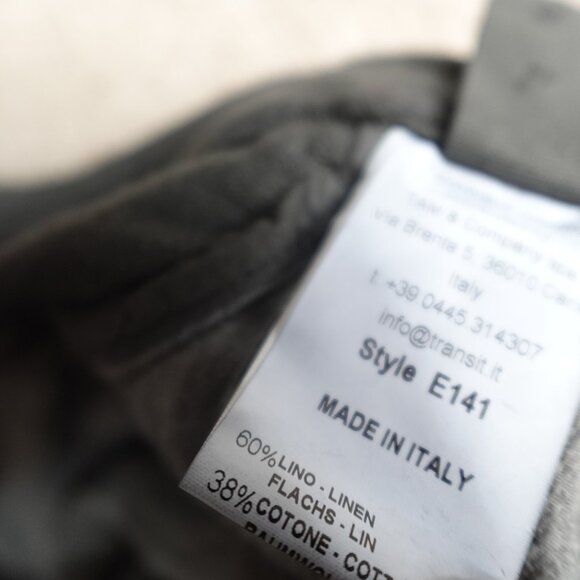 Transit Uomo Mens Pants 2XL Gray Linen Blend Made in Italy - Picture 12 of 14